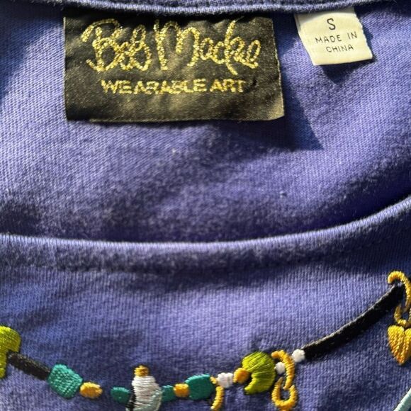 Bob Mackie Embroidered Feathers And Beads Purple Top - Picture 5 of 8